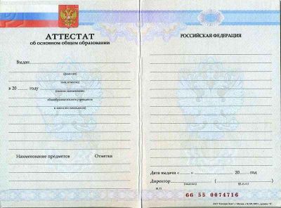 Аттестат 9 класс 2008