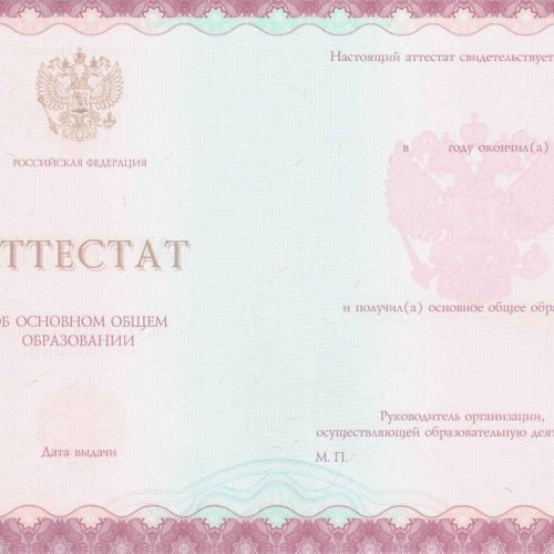 Аттестат 9 классов 2015